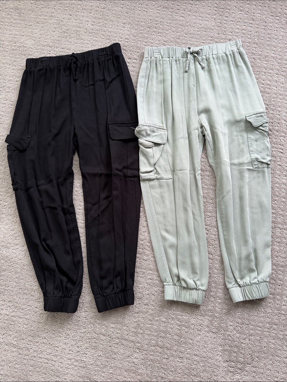 art class Kids Cargo Joggers - Two Pairs: Black & Sage Green
